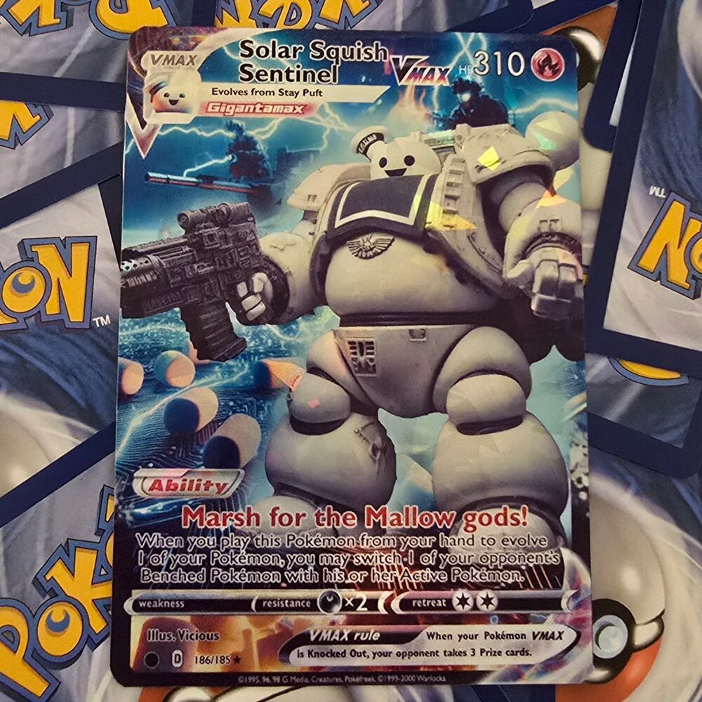 Ghostbusters - Solar Squish Sentinel pokemon card - Stay Puft Marshmallow Man